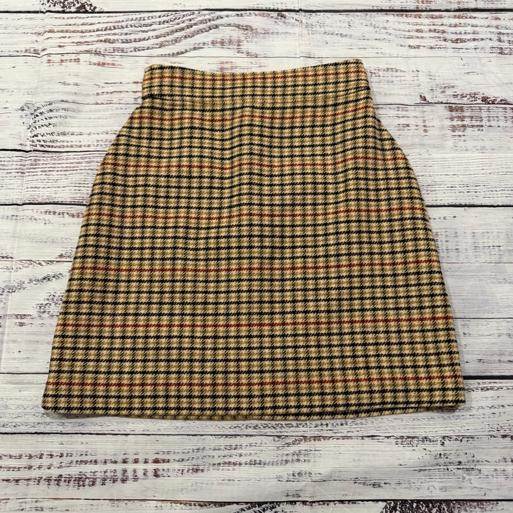 J. Crew A-Line Plaid Skirt in Brown and Tan